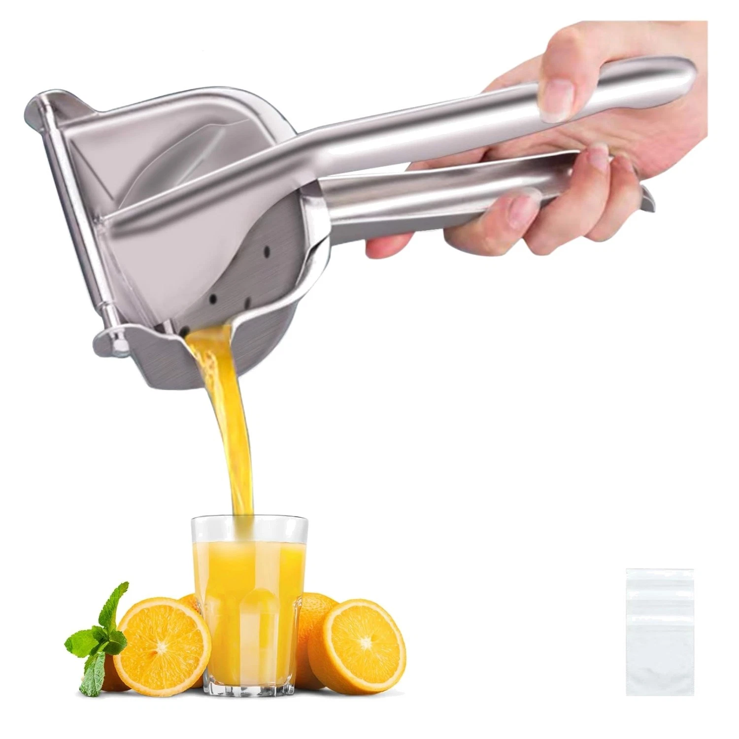 Elegant Mirror Finish Manual Citrus Juicer - Perfect for Oranges, Lemons & Limes