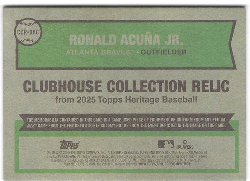 Topps Heritage Clubhouse Collection Memorabilia/Relic Cards - You Pick Upd 2/7 - Afbeelding 89 van 111