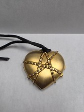 Vintage Estee Lauder Solid Perfume 1990s Compact Chained Heart Gold