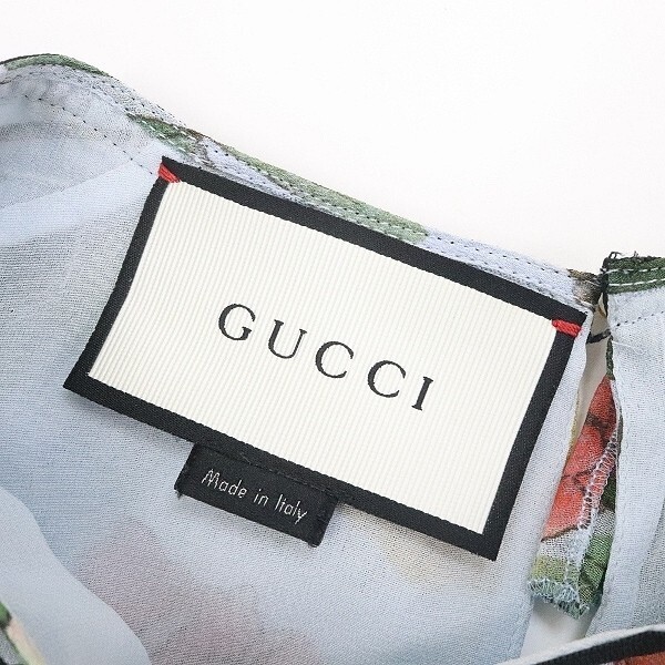 Gucci Silk Chiffon Pleated Frill Dress Bird Flower Print Size 36 thumbnail 18