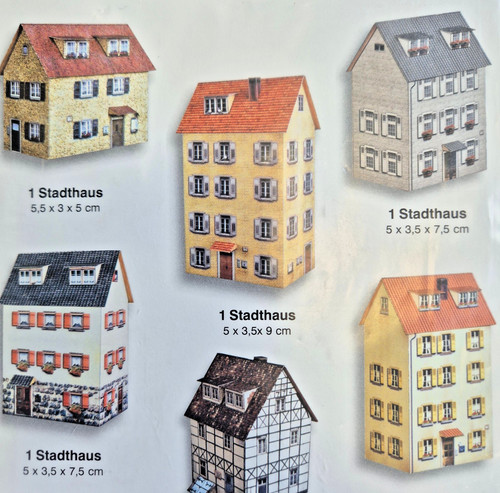 Heki 11003 N Set de construcción 6 casas adosadas para plegar y pegar en EMBALAJE ORIGINAL/2609 | Zustand: Gebraucht