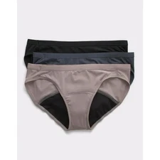 Hanes Women’s Period Bikinis 3-Pack Leak Protection Underwear Panties Size 5S