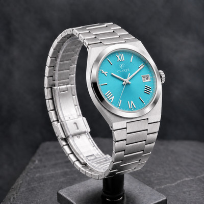 Men's Automatic Watch Ice Light Blue Dial Seiko NH35 Roman 40mm Steel CLARTÉ