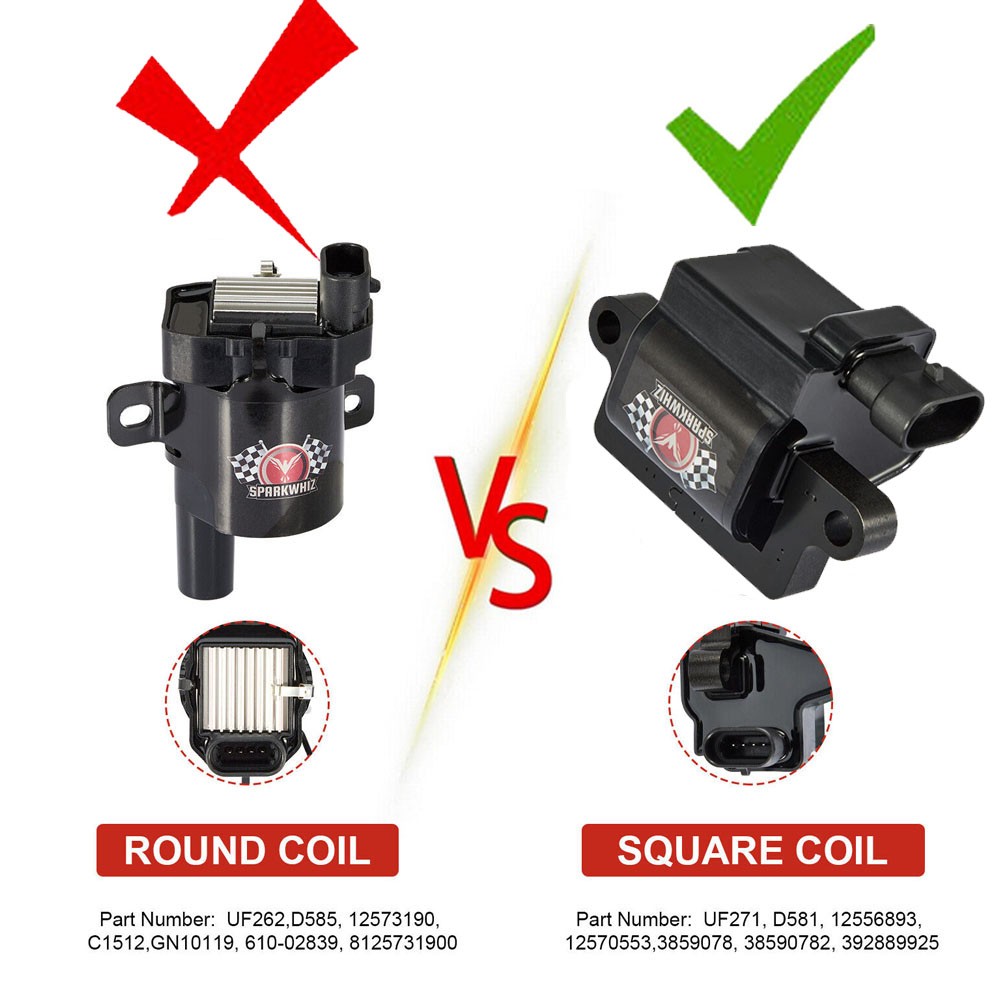 8Pack Square Ignition Coil & Spark Plug & Wire For Chevy GMC 4.8L 5.3L 6.0L 8.1L