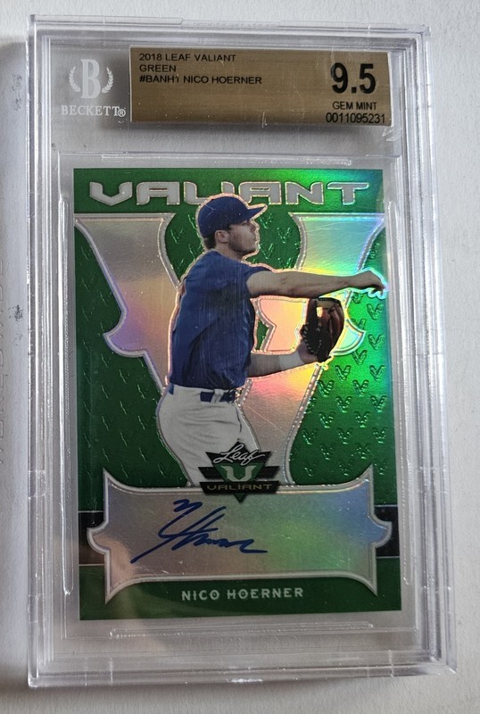 2018 Leaf Valiant Green Nico Hoerner autograph 86/99 BA-NH1 Beckett 9.5 Gem Mint