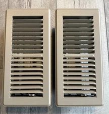 2 Heavy Duty 4x10 Steel Floor Vent Covers with Adjustable Air Deflector (Brown)