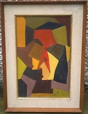 NEO-FUTURISMO ANNI '50 - VOLTI - VECCHIO QUADRO DIPINTO OLIO