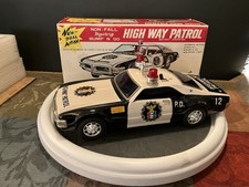 Taiyo Tin Battery Operated Highway Patrol Car With Sound Switch 1960s Japan