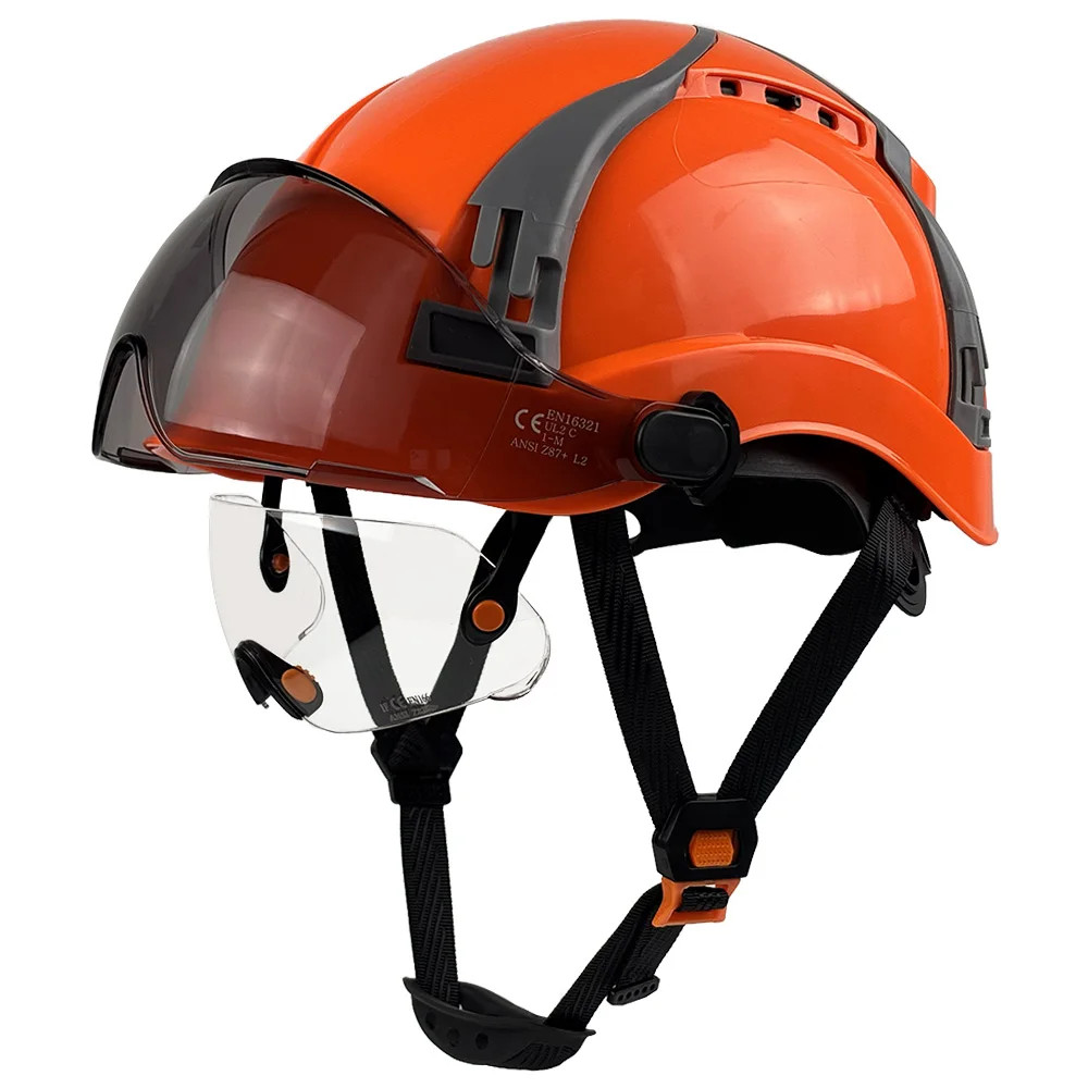 CE Safety Helmet Hard Hat w/ Visor Goggles for Construction ABS ANSI