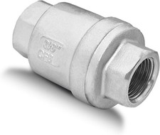 1" NPT Stainless Steel Spring Check Valve, WOG1000 NPT Thread unleaded In-Lin...