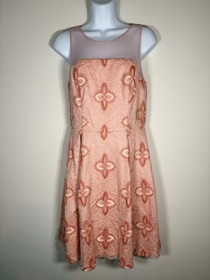 Anthropologie EVA FRANCO Pink Party Dress Lace Embroidered Romantic Size 6