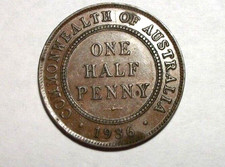 Australia 1936 1/2 Penny Coin