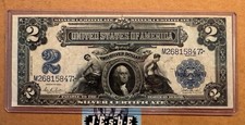 1899 $2 US Silver Certificate Mini Porthole Fr.258 Blue Seal Large Size Note