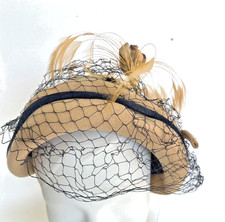 Vintage Neumann Endler Fair Field Felts 100 Wool Tan Hat w/Feathers