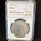 1925 Peace Dollar $1 Silver Coin NGC MS 63 Philadelphia Uncirculated