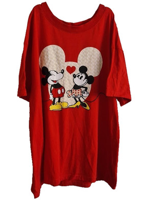 Primark Disney Mickey Minnie T Shirt Red Cotton Womens M 12-14