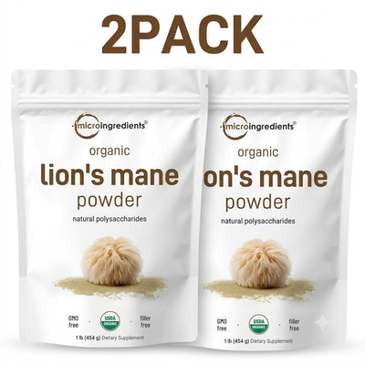 2Pk Micro Ingredients Organic Lion's Mane Mushroom Powder Natural Superfood 2lb
