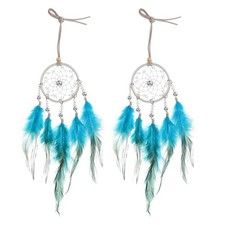 2pcs Dream Catchers with Crystal Beads Wall Decor for Decoration Peacock Blue