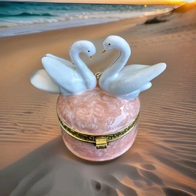 Pink Swans Trinket Box