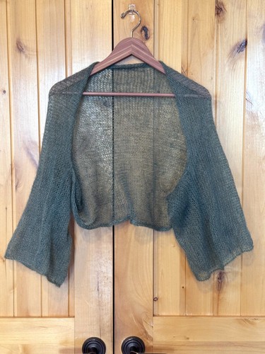 New Handmade Sheer Mohair Bolero Shrug, Blue-Grey OS - Image 1