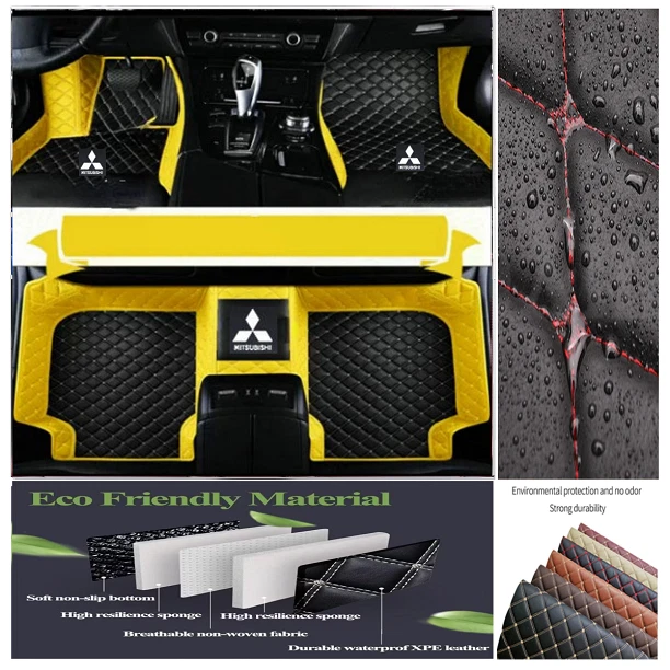 For Mitsubishi All Models Car Floor Mats Luxury Custom Waterproof Pad Carpets Foto 2 de 4