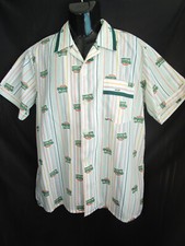 Vtg 70s JC Penney Pinstripe Short Sleeve Button Up Pajama Shirt Top M 38-40