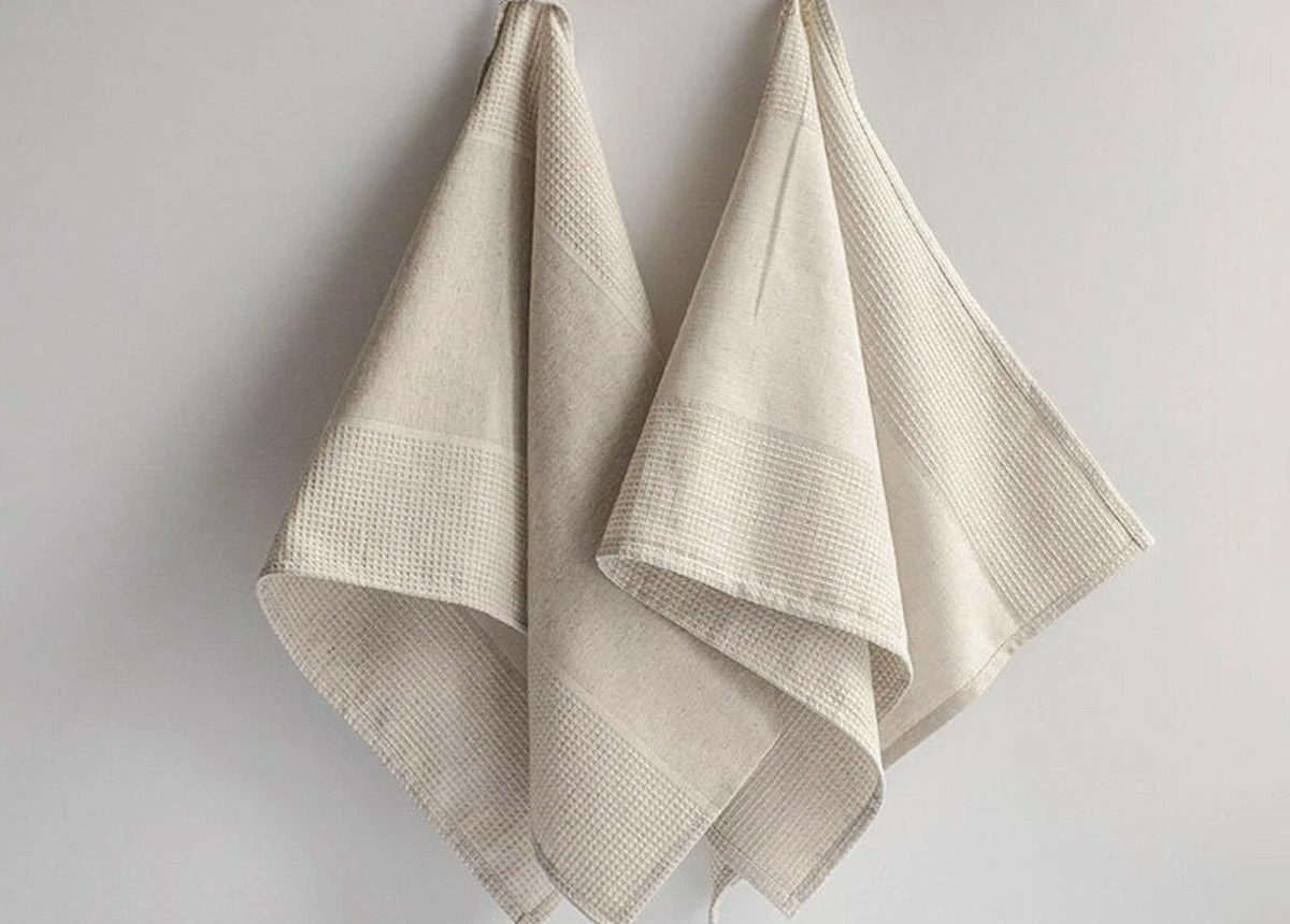 Striped linen towel / Durable towels / Rough stonewashed towels