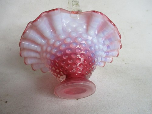 Fenton Cranberry rot Hobnail opalisierend Glaskorb 6" h. ca. 1960er Jahre - Bild 5 von 5