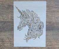Schablone Einhorn Ornamente Wandtattoo Vintage Shabby Stencil Malerei ST-101042