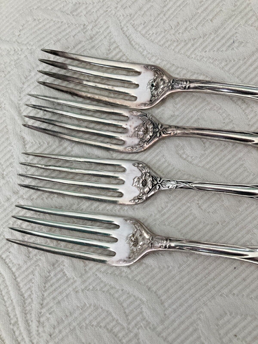 Antique Silverplate Wm. ROGERS GLORIA aka GRENOBLE Dinner Forks FLORAL ORNATE! - Picture 3 of 11