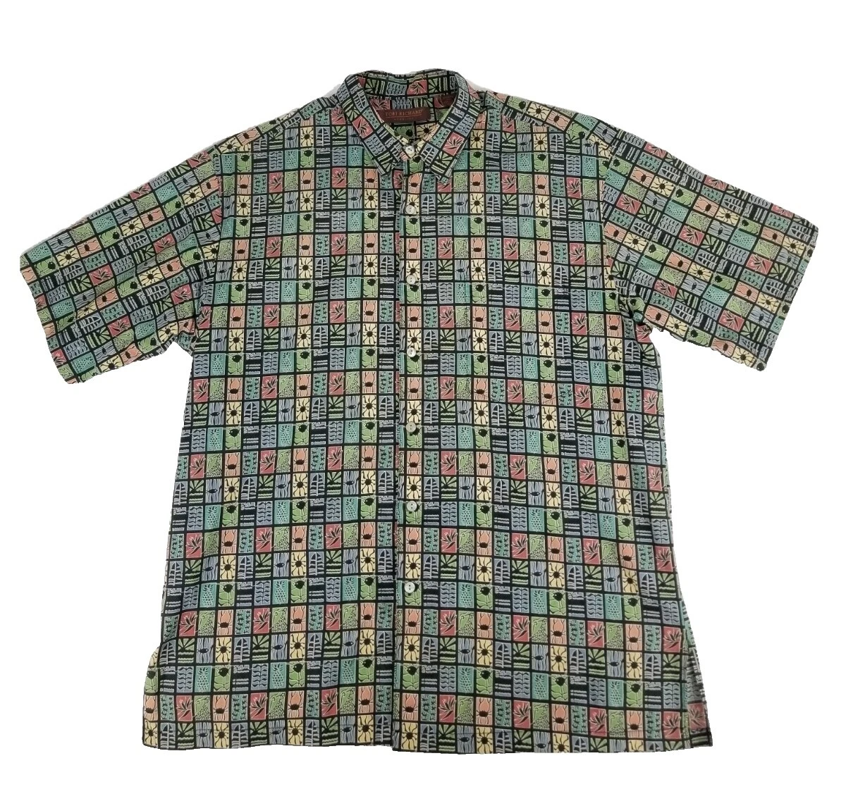 Richards Camisas informales geométrico con botones para hombres