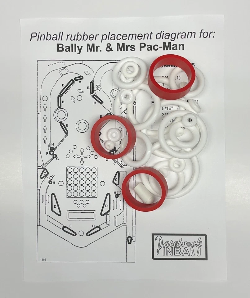 1982 Bally Mr. & Mrs Pacman Pac-Man Pinball Machine Rubber Ring Kit - Image 2 of 3