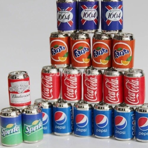 100PC Dollhouse Miniature 1:12 Cola Can Beer Pepsi Soda Drink Canned Bottles - Picture 2 of 12