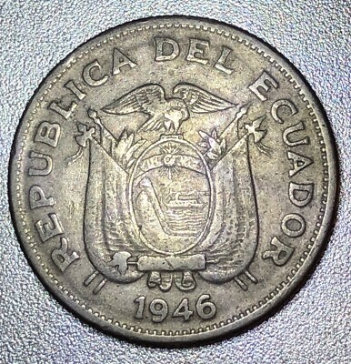 1946 Republica Del ￼Ecuador 1 Un sucre coin
