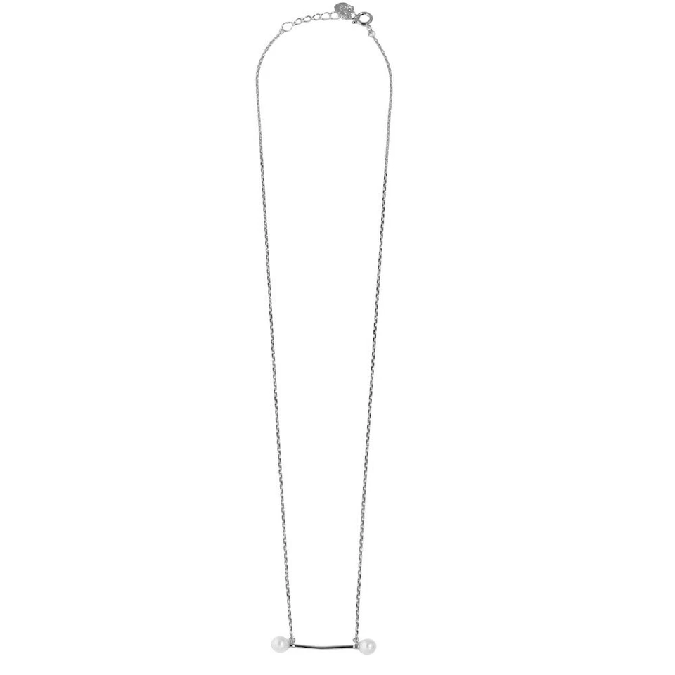 FRESH WHITE PEARL BAR NECKLACE 925 STERLING SILVER AVAILABLE IN YELLOW & WHITE - Image 4 of 4