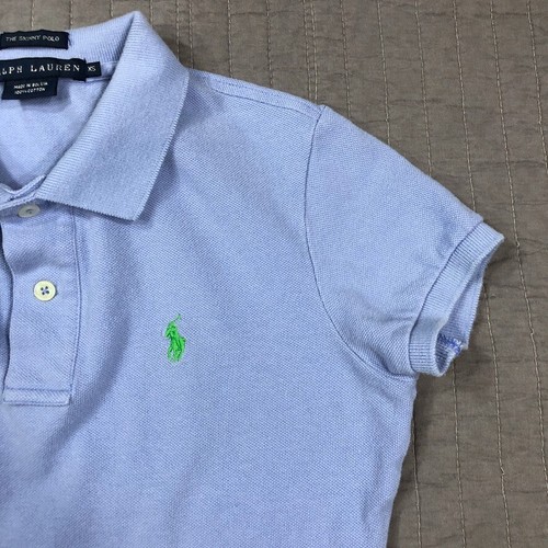 Ralph Lauren Shirt Girl XS Youth Purple The Skinny Polo Cotton Preppy School - Picture 13 of 24