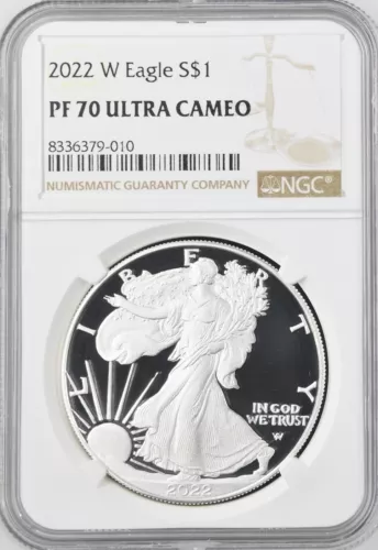 2022 W Proof American Silver Eagle S$1 NGC PF70 Ultra Cameo