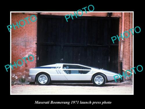 OLD LARGE HISTORIC PHOTO OF 1971 MASERATI BOOMERANG LAUNCH PRESS PHOTO 3 - Picture 1 of 1