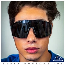 Mens Polarized Oversized Large Shield Monoblock Plastic Sport Sunglasses