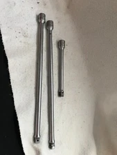 SNAP ON  3/8 DRIVE 11" EXTENSIONS TWO ARE 11-IN LONG 1 IS 6-INCH LONG. USED.