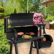 49" Charcoal BBQ Grill and Offset Smoker Combo Steel Barbecue Cooker Backyard