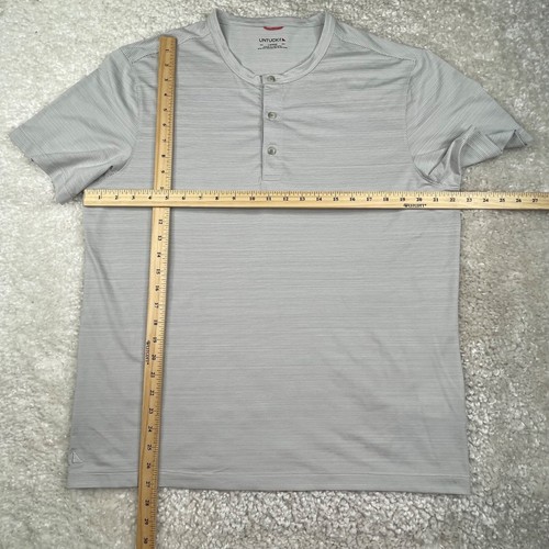 Untuckit Shirt Mens Large Gray Short Sleeve Henley Neck Performance Tee T-Shirt - 第 6/6 張圖片