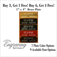 1" x 4" Engraved Brass Plate Engraving Name ID Tag Trophy Flag Case Taxidermy