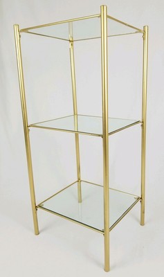 Mid Century Gold Metal And Glass Etagere Table Plant Stand Art