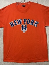 Vintage NY New York Mets Lee Sport MLB t-Shirt  Patch Logo Orange Men’s Large.