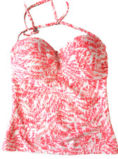Old Navy Women  s White Top Cinch Coral Print Tankini Bikini Swim Top Size Small
