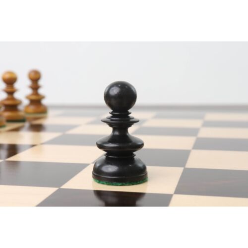 Juego de piezas de ajedrez St. John Pre-Staunton Calvert de 3,3" solo - ébano y antigüedad - Imagen 12 de 16