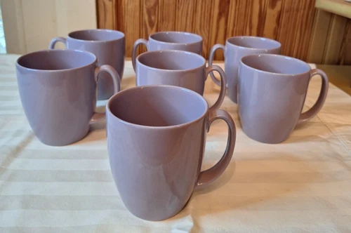 Vintage MOONGLOW CORELLE Stoneware Purple/ Violet 12oz Coffee Mugs/Cups Set of 7