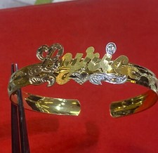 Baby Personalized gold overly name id Bracelet bangel /Fits 1-5 years old adjust
