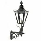 Medium Black Hexagonal Lantern on a Capella Bracket